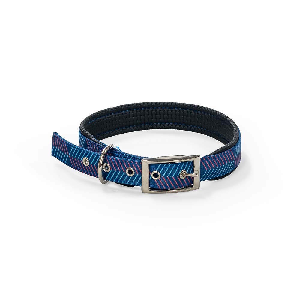88721.jpg GLEE COLLAR WITH NEOPRENE PADDING, BLUE FISHBONE XLARGE 25mmx61cm - Image 1