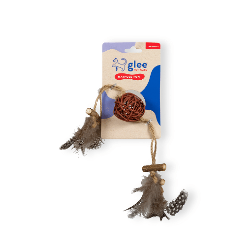 91090.jpg GLEE CAT TOY WOODEN MAYPOLE WITH JUTE - Image 1