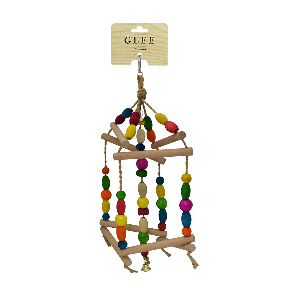 RTP653.jpg GLEE BIRD HANGING TOY WITH COLORFUL BEADS AND WOODEN ELEMENTS MADE OF NATURAL WOOD 15x41cm - Image 1
