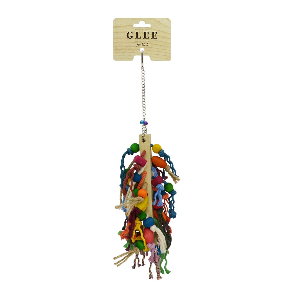 rtp655.jpg GLEE BIRD HANGING TOY WITH COLORFUL ROPES AND WOODEN BEADS 12x44cm - Image 1