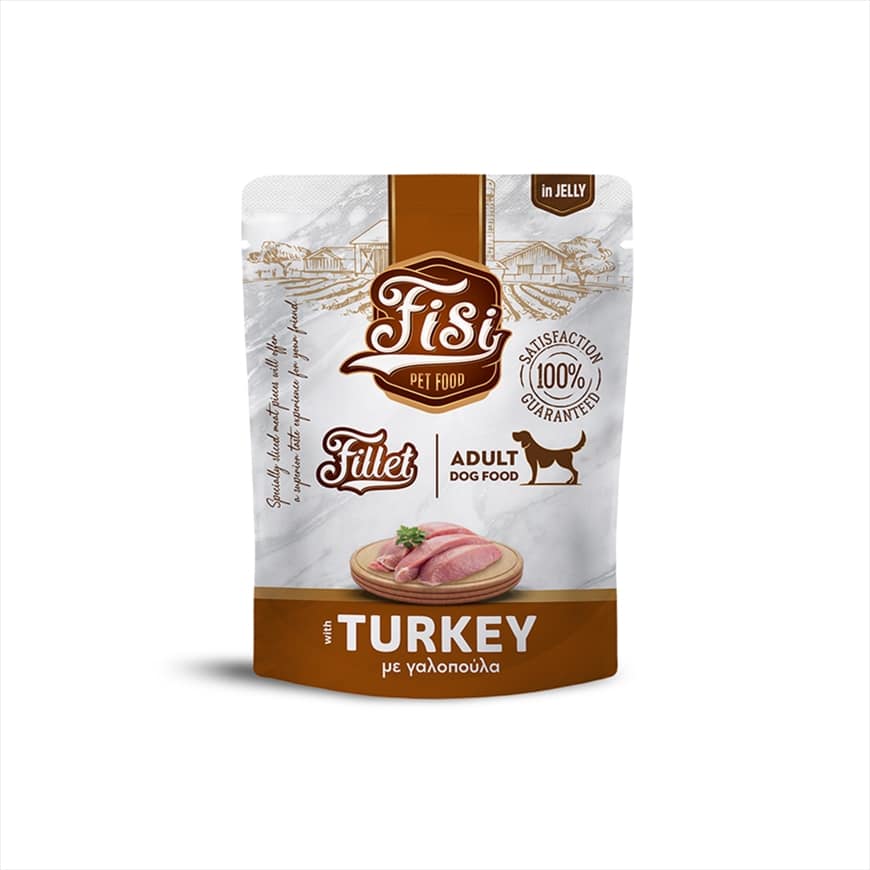 FS703.jpg FISI FILLET DOG ADULT TURKEY IN JELLY POUCHES 8X500gr - Image 1