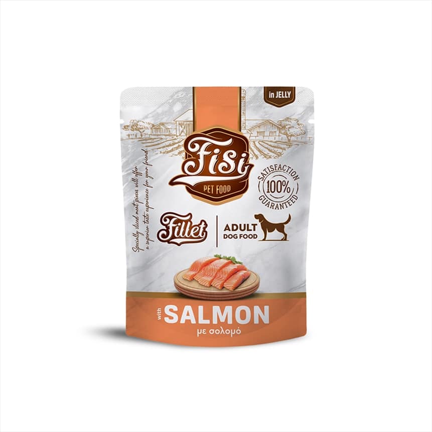 FS704.jpg FISI FILLET DOG ADULT SALMON IN JELLY POUCHES 8X500gr - Image 1