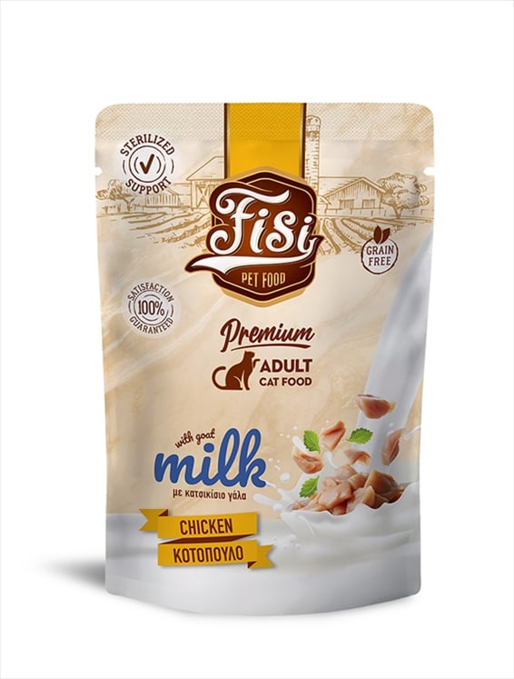 FS220.jpg FISI ADULT CAT WITH CHICKEN GOAT MILK POUCH 85gr - Image 1