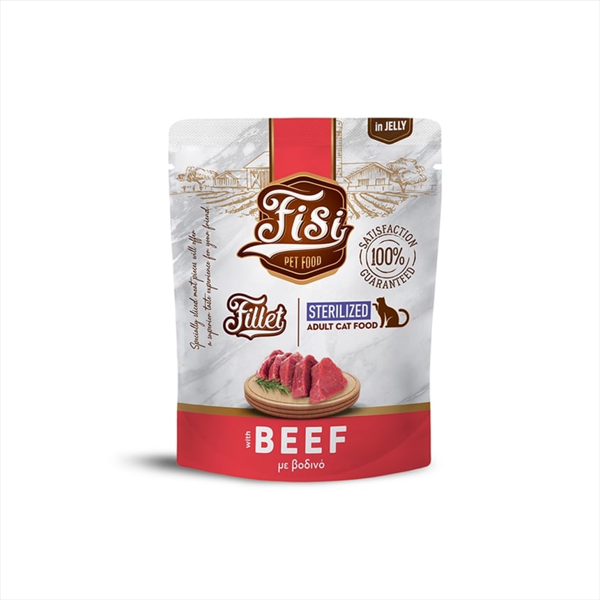 FS800.jpg FISI FILLET CAT STERILIZED BEEF IN JELLY POUCH 300gr - Image 1