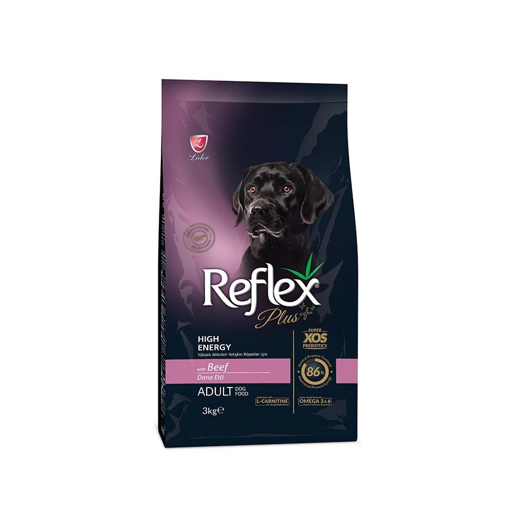 L10912.jpg REFLEX PLUS ADULT DOG FOOD BEEF HIGH ENERGY 3KG - Image 1