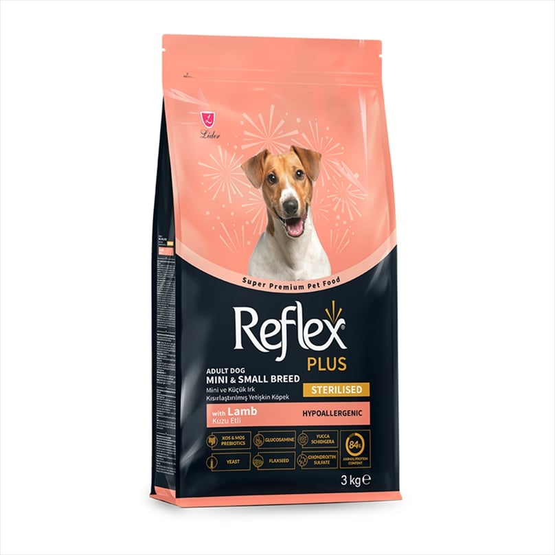 L14016.jpg REFLEX PLUS MINI SMALL BREED STERILISED ADULT DOG LAMB 3kg - Image 1