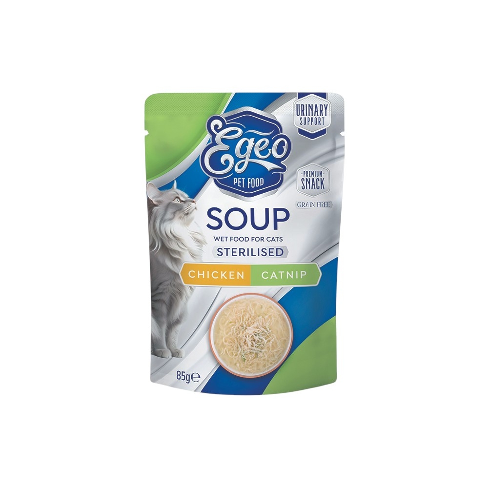 EG513.jpg EGEO CAT SOUP STERILIZED CHICKEN CATNIP 85gr x 12 - Image 1