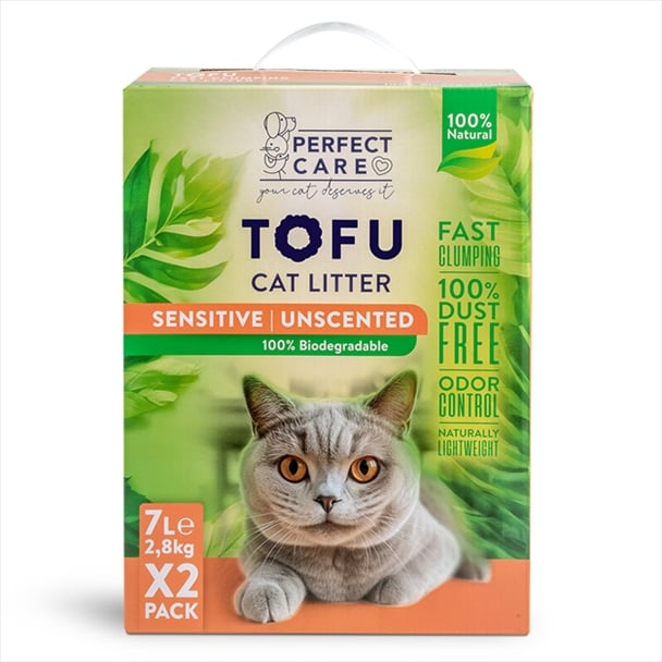 90571.jpg PERFECT CARE CAT LITTER TOFU SENSITIVE 14L 2 x 7L - Image 1
