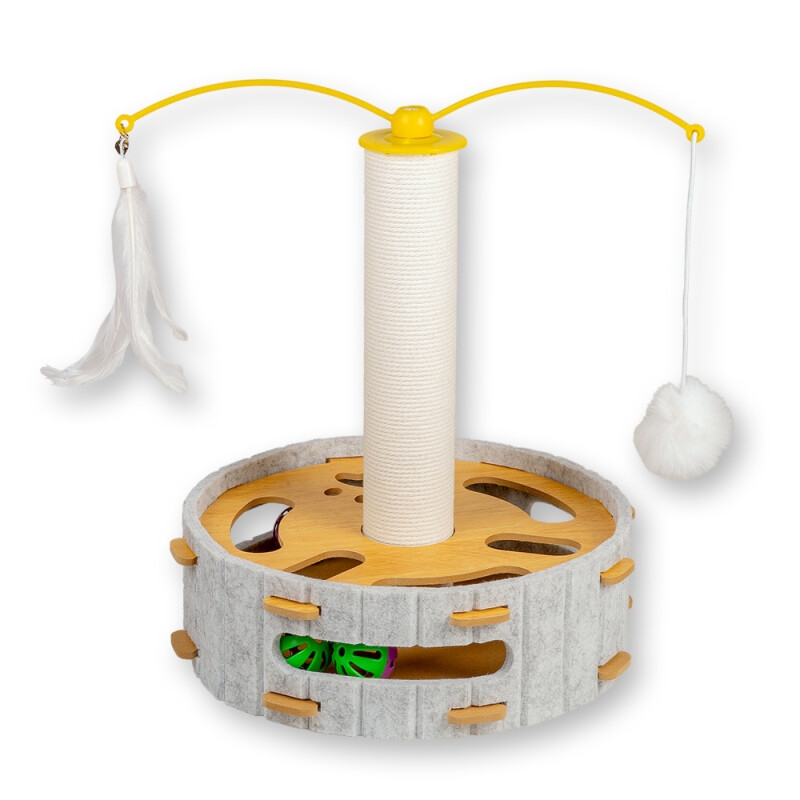 G88002.jpg GLEE FELT SCRATCHING POST CAROUSEL GREY 30x30x35cm - Image 1