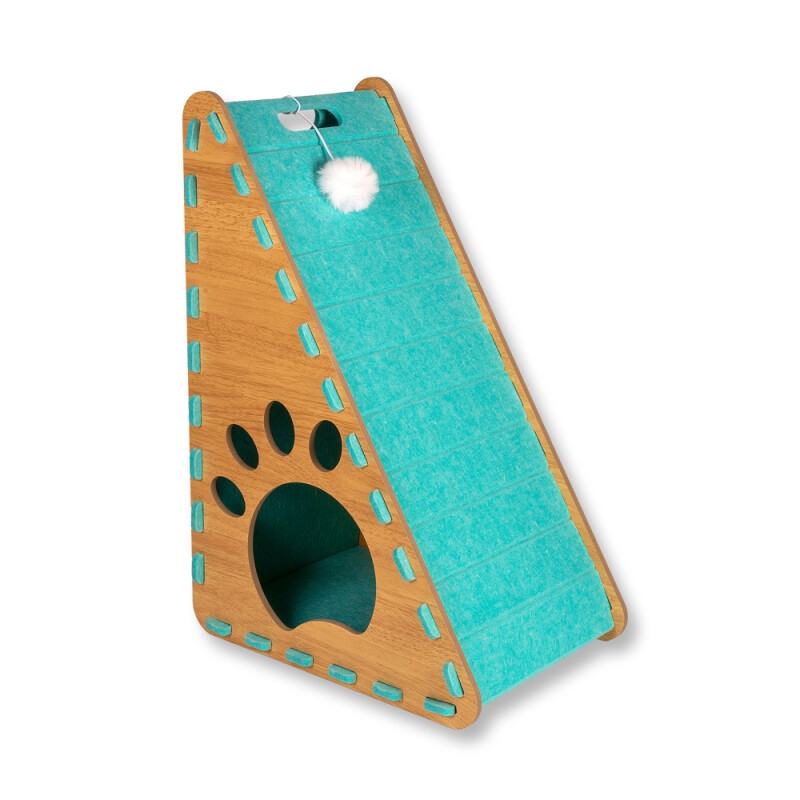 G89002.jpg GLEE FELT SCRATCHING POST SLOPE MINT 40x30x60cm - Image 1