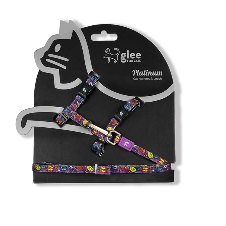GL027.jpg GLEE CAT SET WITH LEASH HARNESS PURPLE BOOM - Image 1