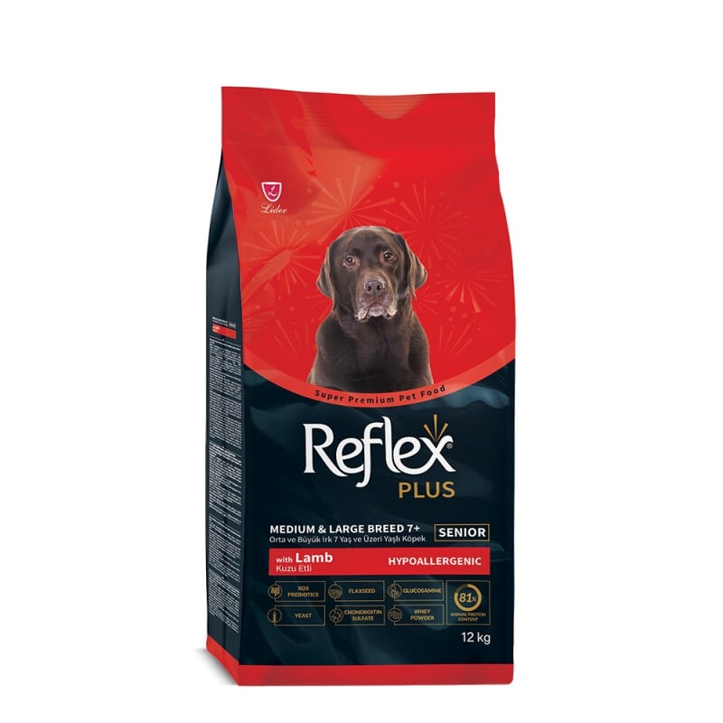 L10891.jpg REFLEX PLUS MEDIUM LARGE BREED SENIOR DOG FOOD LAMB 12KG - Image 1