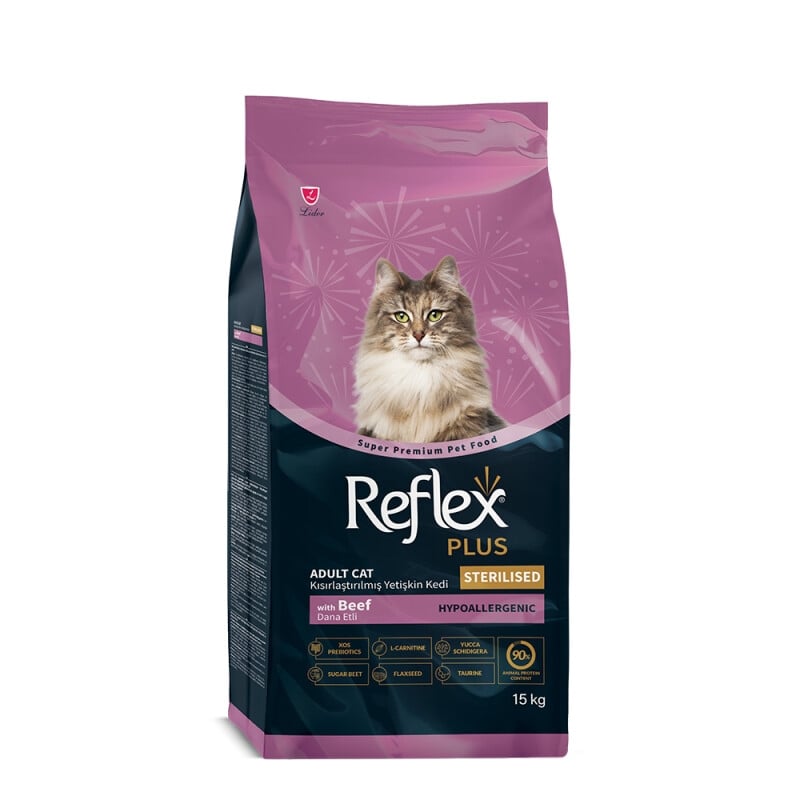 L14028.jpg REFLEX PLUS STERILISED CAT FOOD BEEF 15KG - Image 1